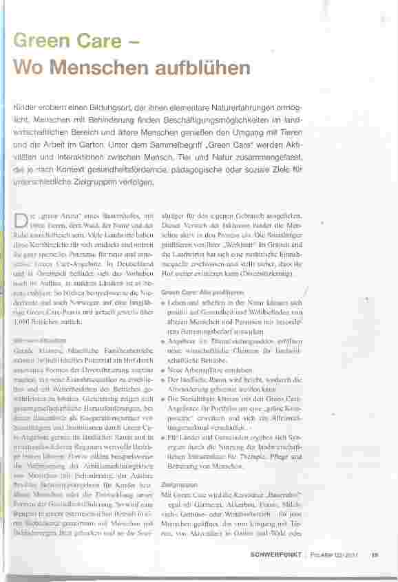 Vorschauseite 1: Green Care Wo Menschen aufblühen