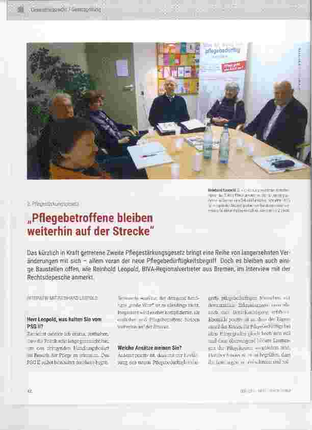 Vorschauseite 1: 2. Pflegestärkungsgesetz „Pflegebetroffene bleiben weiterhin auf der Strecke
