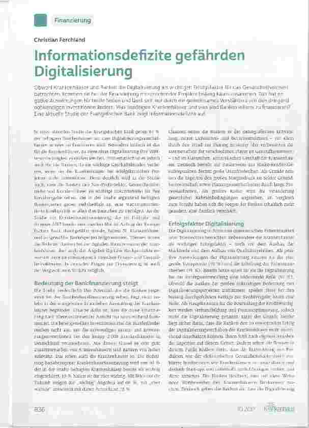 Vorschauseite 1: Informationsdefizite gefährden Digitalisierung