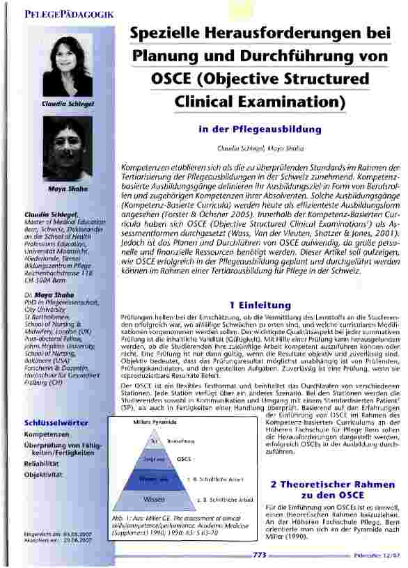 Vorschauseite 1: Spezielle Herausforderungen bei Planung und Durchführung vonOSCE (Objective Structured Clinical Examination)