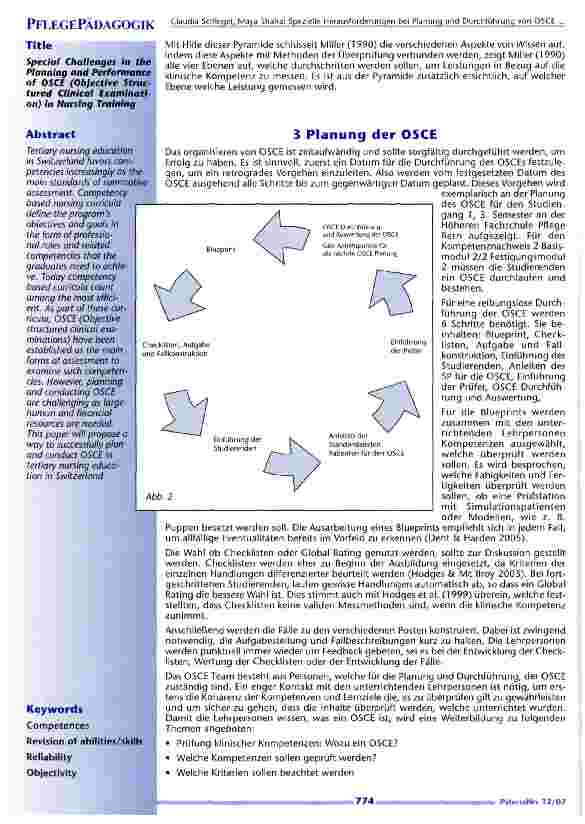 Vorschauseite 2: Spezielle Herausforderungen bei Planung und Durchführung vonOSCE (Objective Structured Clinical Examination)
