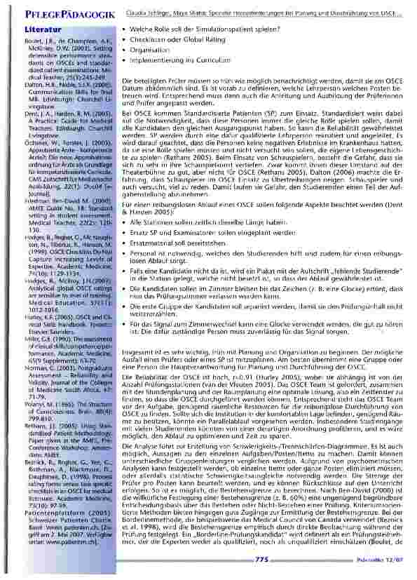 Vorschauseite 3: Spezielle Herausforderungen bei Planung und Durchführung vonOSCE (Objective Structured Clinical Examination)