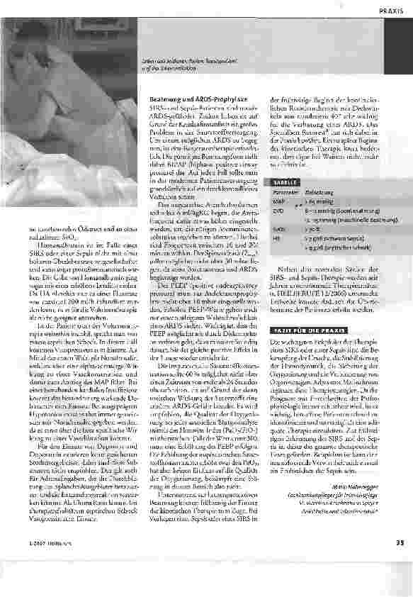 Vorschauseite 2: Therapie von Sepsis und MultiorganversagenKreislauf stabilisieren und ARDS vorbeugen
