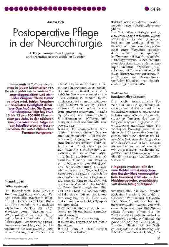 Vorschauseite 1: Postoperative Pflege in der Neurochirurgie
