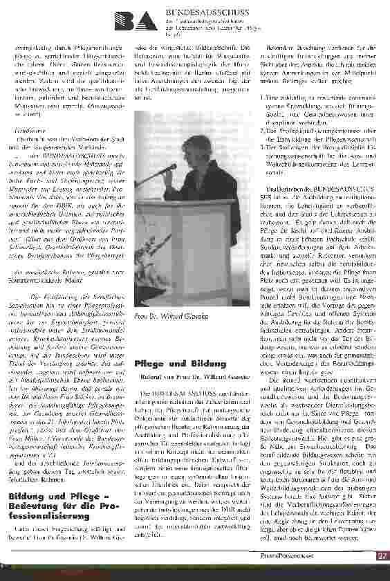 Vorschauseite 2: 25 Jahre Bundesausschuß Pflege braucht Lehre(r)