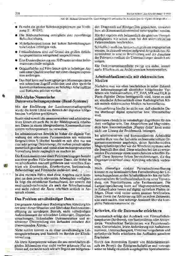 Vorschauseite 2: Digitale Radiographie und Bild-Alpha-Numerische Datenverarbeitungssysteme