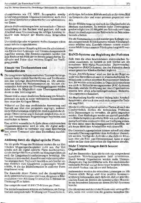 Vorschauseite 3: Digitale Radiographie und Bild-Alpha-Numerische Datenverarbeitungssysteme