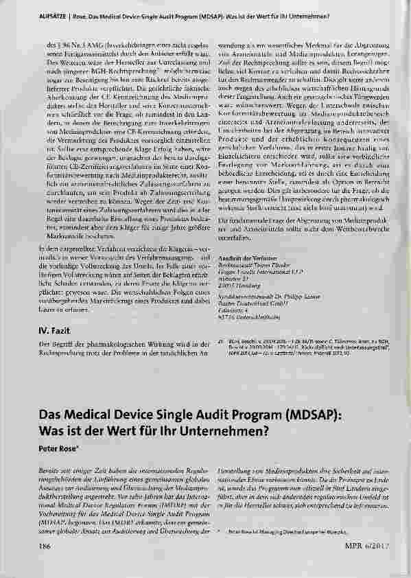 Vorschauseite 6: Zur Abgrenzung von Arzneimitteln und innovativen Medizinprodukten am Merkmal der pharmakologischen Wirkung