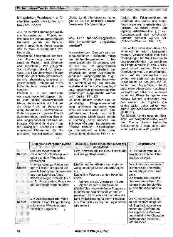 Vorschauseite 2: Pflege ist ein komplexes Geschehen -Argumente für fächerübergreifendes Unterrichten