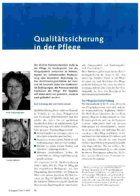 Vorschauseite 1: Qualitätssicherung in der Pflege
