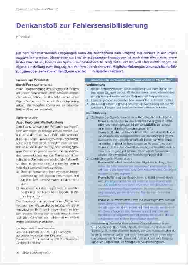 Vorschauseite 1: Denkanstoß zur Fehlersensibilisierung