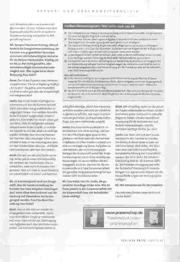 Vorschauseite 3: Heilberufekammergesetz: Gesetzliche Grundlage der Kammer wird neu geregelt