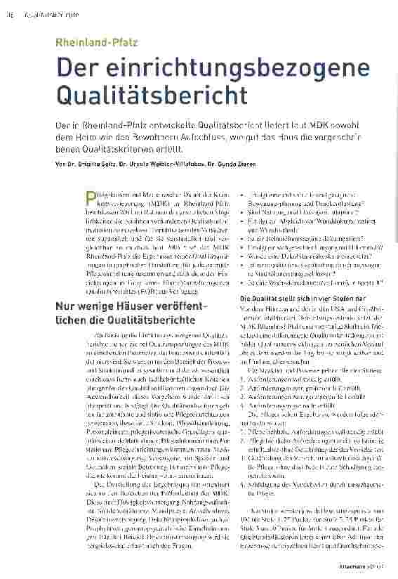 Vorschauseite 1: Der einrichtungsbezogene Qualitätsbericht