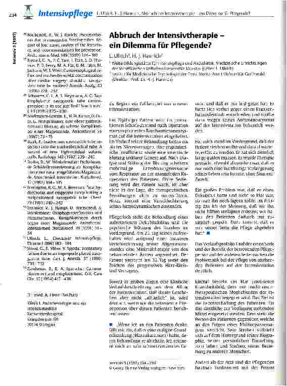 Vorschauseite 1: Abbruch der Intensivtherapie - ein Dilemma für Pflegende?
