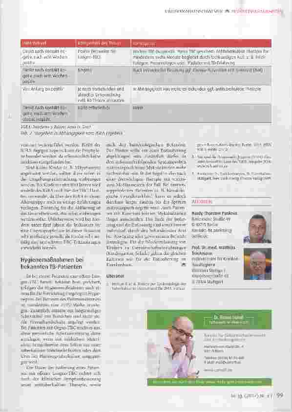 Vorschauseite 5: Tuberkulose (TBC) im Krankenhaus: Was tun nach ungeschütztem Kontakt?