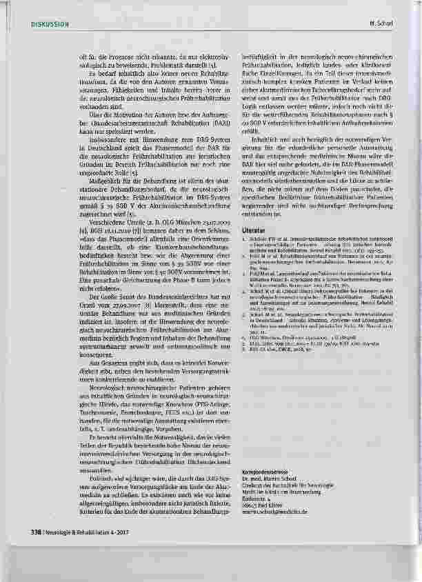 Vorschauseite 2: Hohes Niveau der neurointensivmedizinischen Versorgung in der neurologisch neurochirurgischen Frührehabilitation flächendeckend ausrollen