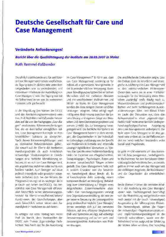 Vorschauseite 1: Deutsche Gesellschaft für Care und Case Management