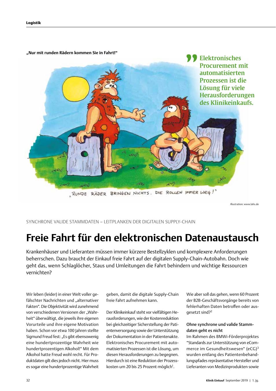 Vorschauseite 1: Synchrone valide Stammdaten ? Leitplanken der digitalen Supply-Chain: Freie Fahrt für den elektronischen Datenaustausch