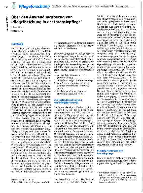 Vorschauseite 1: Über den Anwendungsbezug von Pflegeforschung in der Intensivpflege