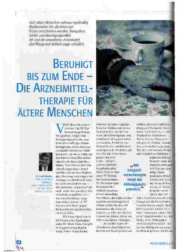 Vorschauseite 1: Beruhigt bis zum Ende - die Arzneimitteltherapie für ältere Menschen