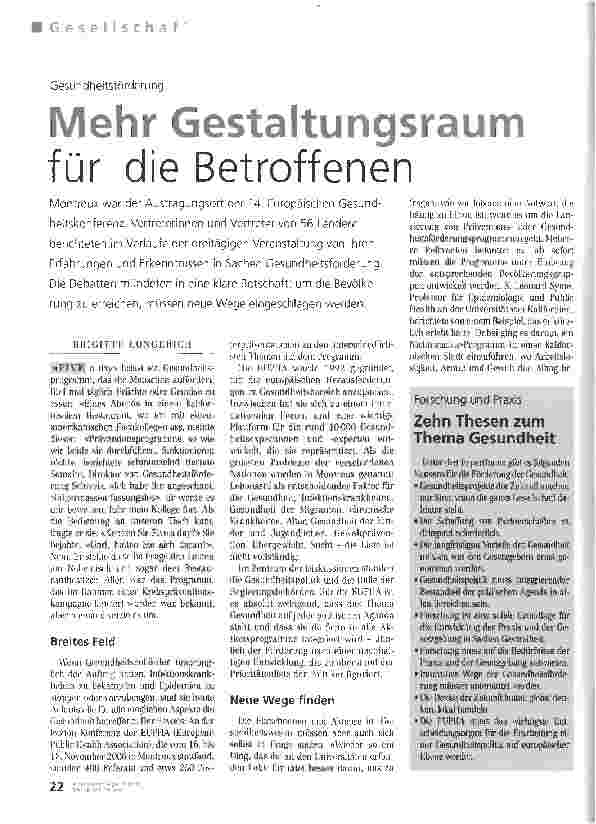 Vorschauseite 1: Mehr Gestaltungsraum für die Betroffenen