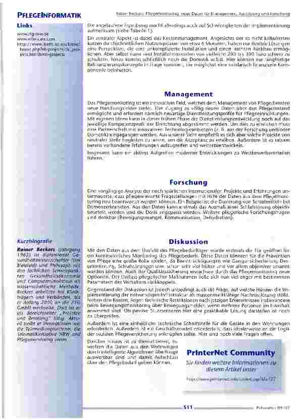 Vorschauseite 3: Pflegemonitoring: neue Daten für Management, Ausbildungund Forschung