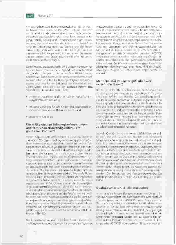 Vorschauseite 2: Bundeskongress der Allgemeinen Sozialen Dienste (ASD) Qualität unter Druck: Positionen und Perspektiven in prekären Zeiten