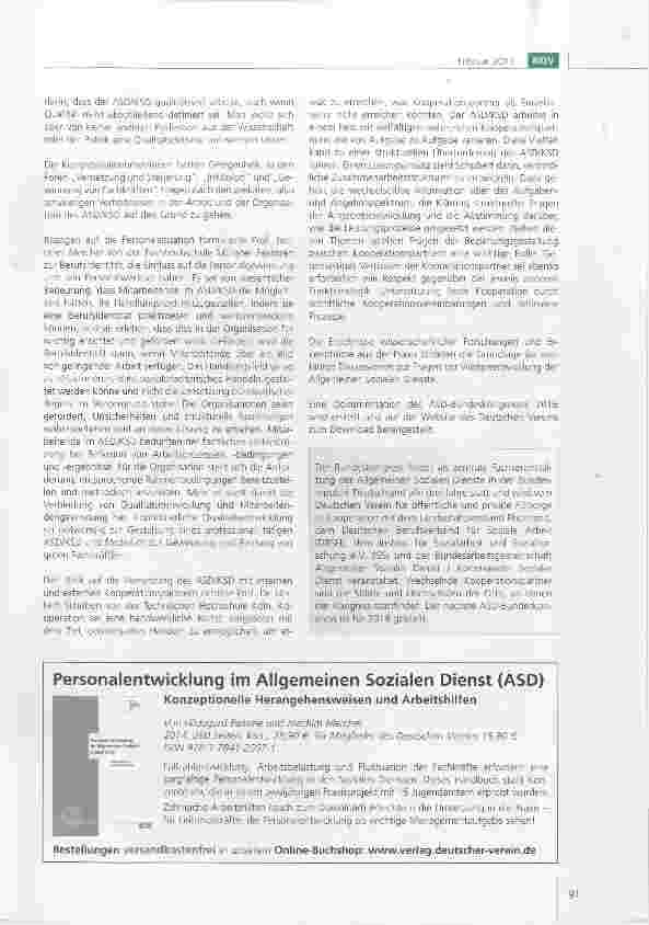 Vorschauseite 3: Bundeskongress der Allgemeinen Sozialen Dienste (ASD) Qualität unter Druck: Positionen und Perspektiven in prekären Zeiten