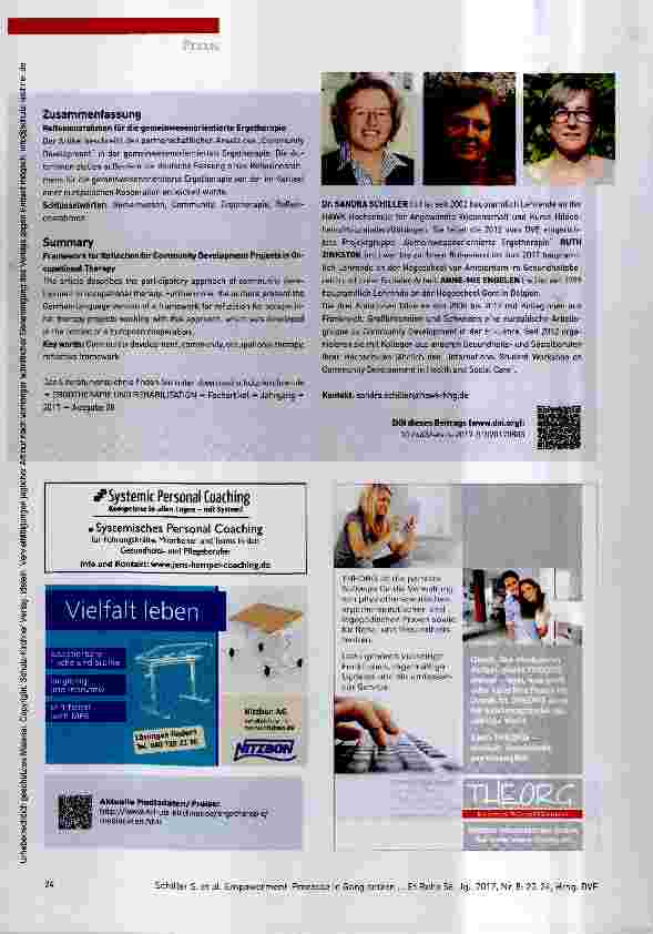 Vorschauseite 5: Empowerment-Prozesse in Gang setzen Reflexionsrahmen für die gemeinwesenorientierte Ergotherapie