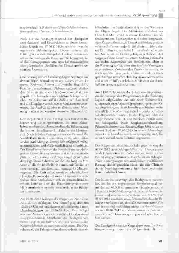 Vorschauseite 2: Zur Verletzung besonderer Schutzund Organisationspflichten (hier: Hausnotrufvertrag)