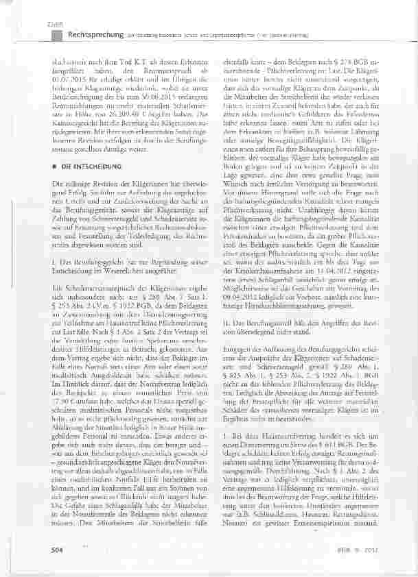 Vorschauseite 3: Zur Verletzung besonderer Schutzund Organisationspflichten (hier: Hausnotrufvertrag)