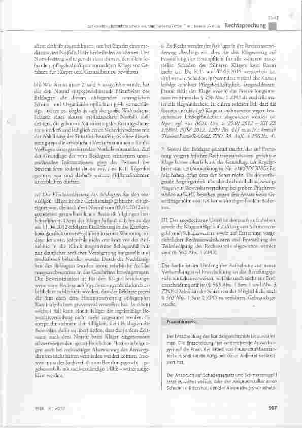Vorschauseite 6: Zur Verletzung besonderer Schutzund Organisationspflichten (hier: Hausnotrufvertrag)