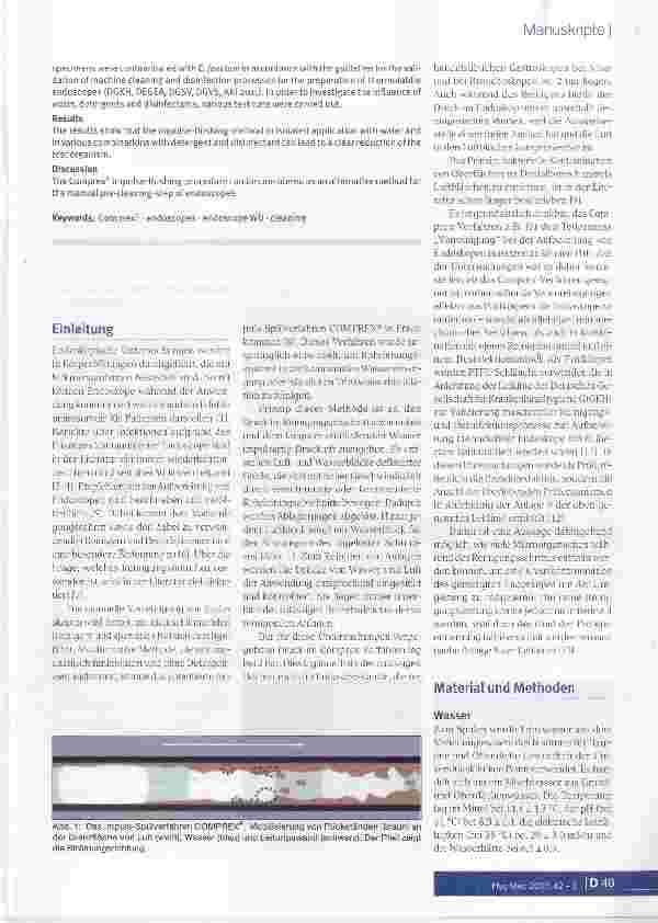 Vorschauseite 2: Aufbereitung von Endoskopkanälen Substitution der manuellen Vorreinigung durch das Impuls-Spülverfahren Comprex®