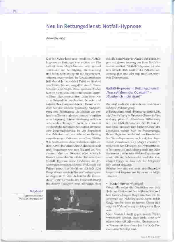 Vorschauseite 1: Neu im Rettungsdienst: Notfall-Hypnose