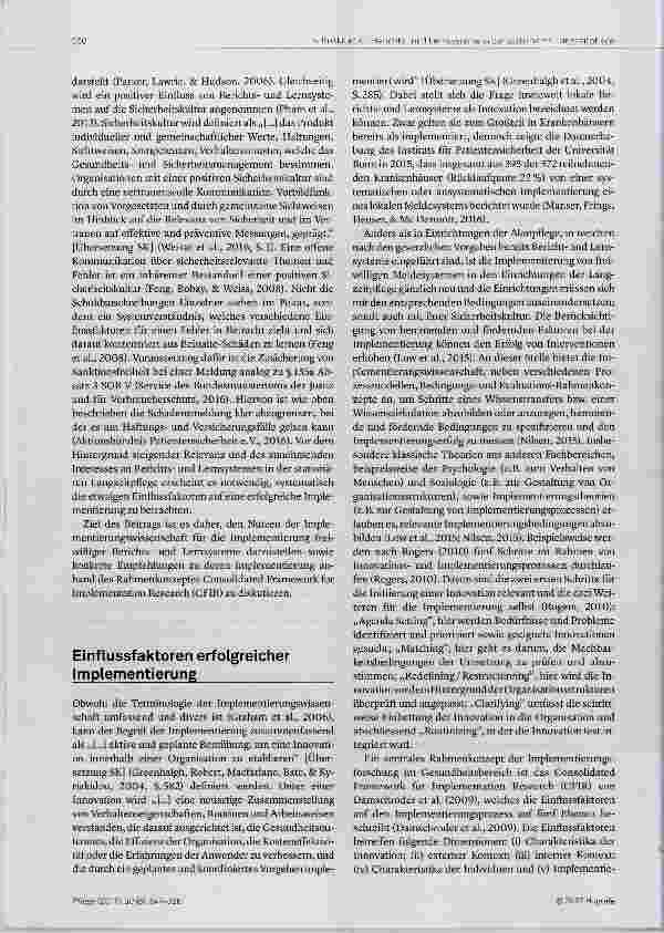 Vorschauseite 4: Berichtsund Lernsysteme in der stationären Langzeitpflege auf dem Weg zur Implementierung