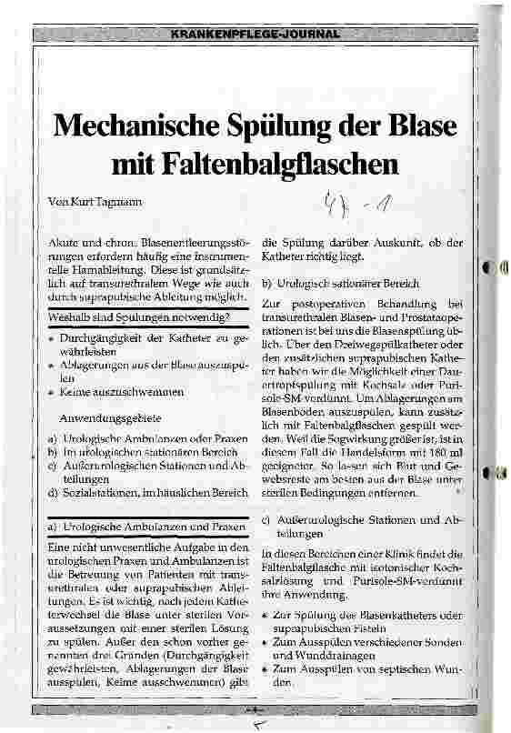 Vorschauseite 1: Mechanische Spülung der Blase mit Faltenbalgflaschen
