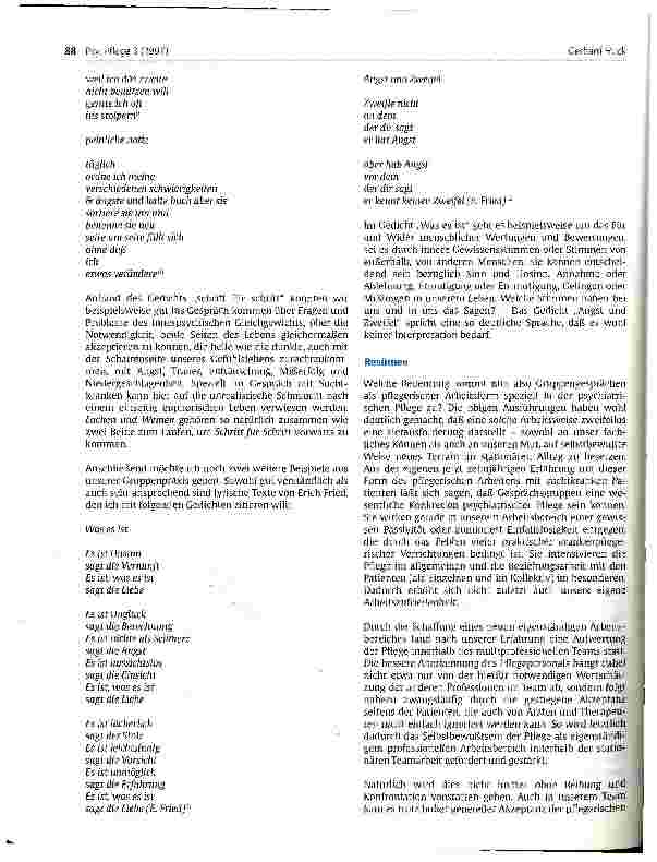 Vorschauseite 5: Gruppengespräche als pflegerische Herausforderung Ein Erfahrungsbericht aus der Arbeit mit Suchtkranken Teil 2. und Schluß