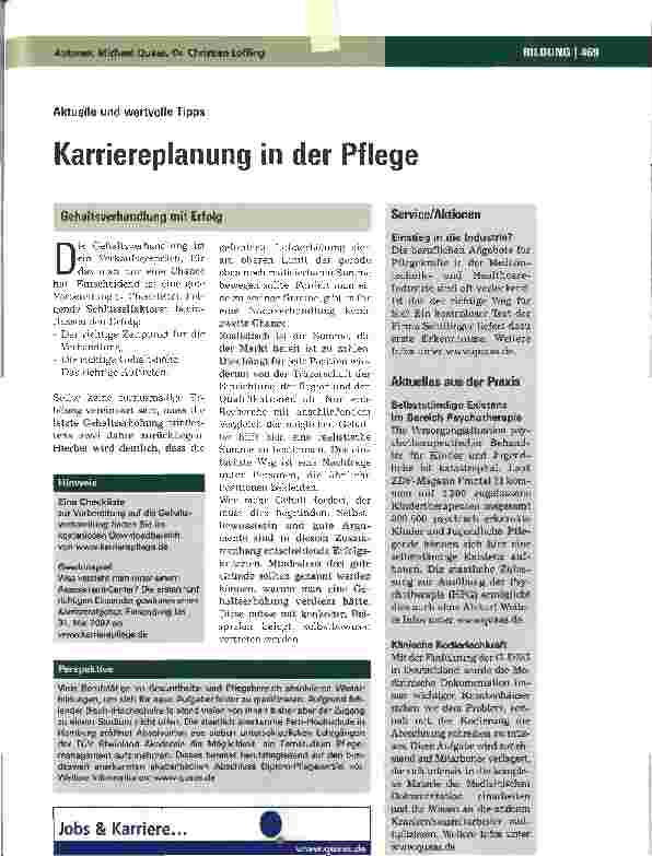 Vorschauseite 1: Karriereplanung in der Pflege