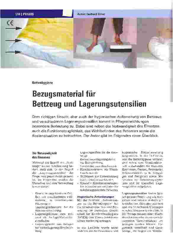 Vorschauseite 1: Bettenhygiene - Bezugsmaterial für Bettzeug und Lagerungsutensilien