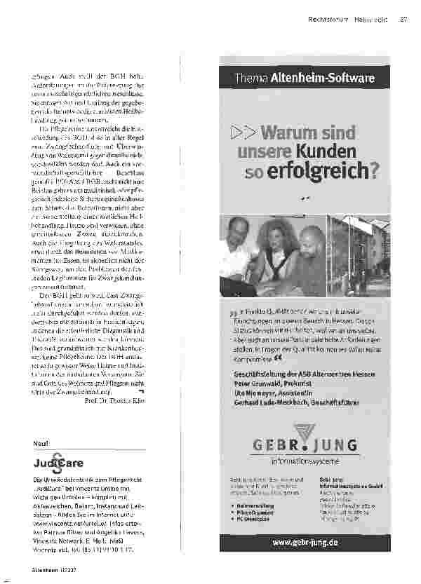 Vorschauseite 2: Das UrteilBGH: Zwangsbehandlungen gegen den Widerstand des Betreuten sind im Sonderfall möglich - aber nicht im Heim