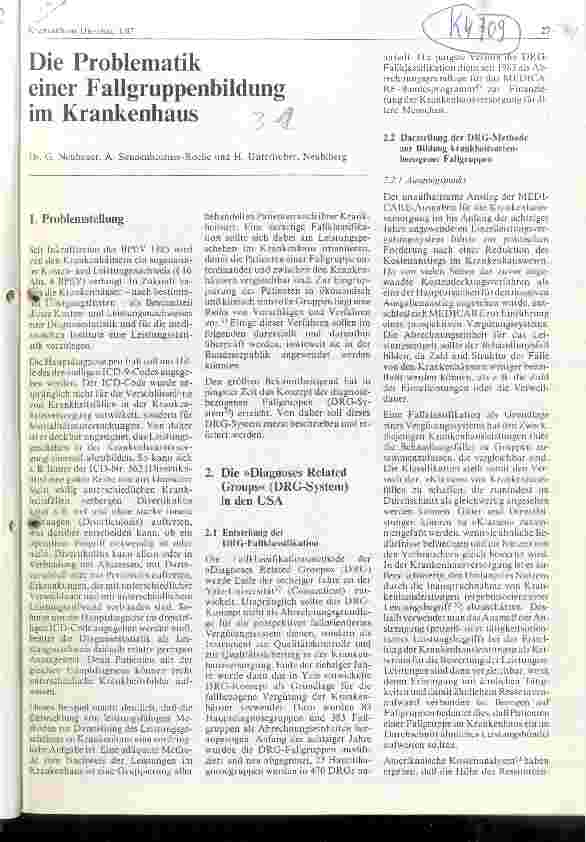 Vorschauseite 1: Die Problematik einer Fallgruppenbildung im Krankenhaus