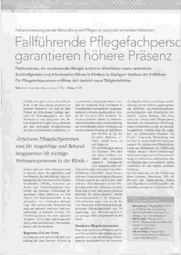 Vorschauseite 1: Fallführende Pflegefachpersonen garantieren höhere Präsenz