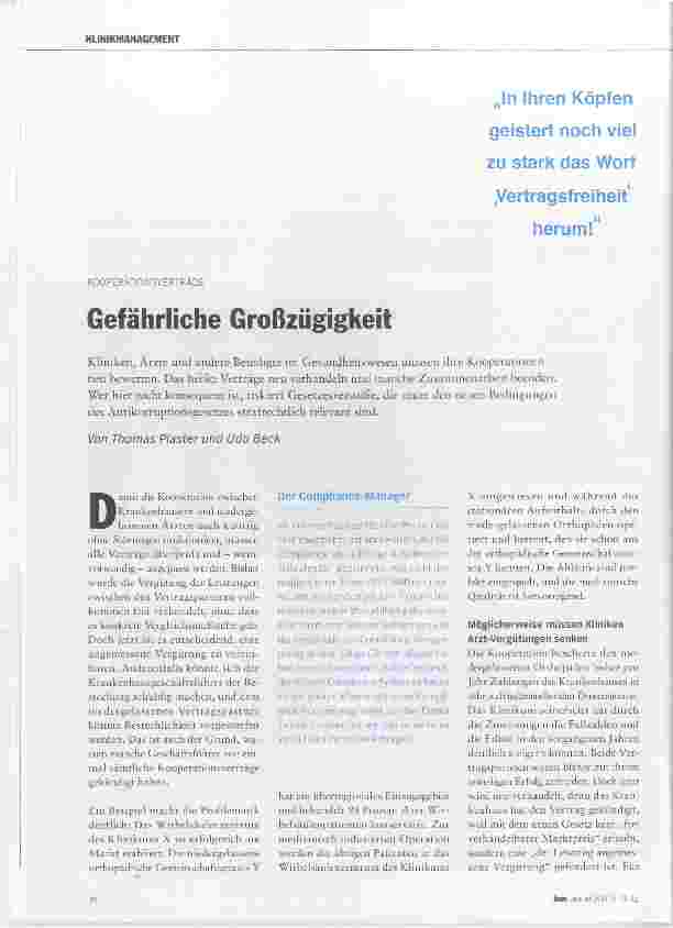 Vorschauseite 1: Gefährliche Großzügigkeit