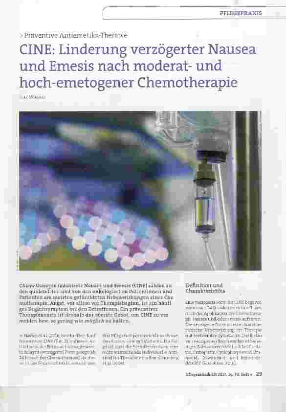 Vorschauseite 1: CINE: Linderung verzögerter Nausea und Emesis nach moderatund hochemetogener