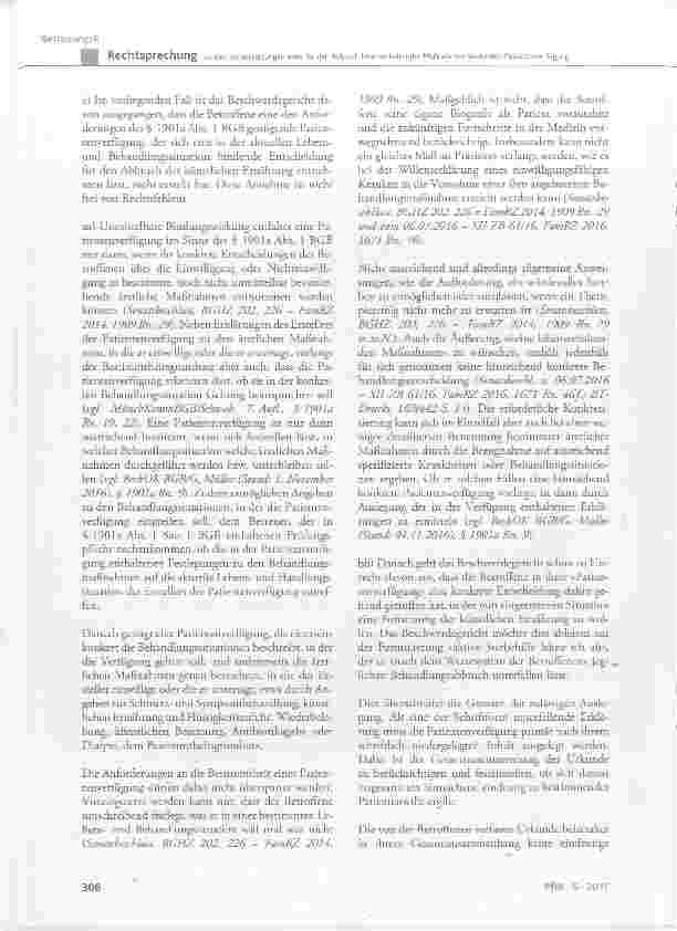 Vorschauseite 5: Zu den Voraussetzungen einer für den Abbruch lebenserhaltender Maßnahmen bindenden Patientenverfügung