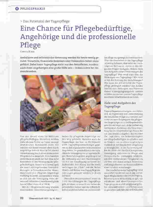 Vorschauseite 1: Eine Chance für Pflegebedürftige, Angehörige und die professionelle Pflege