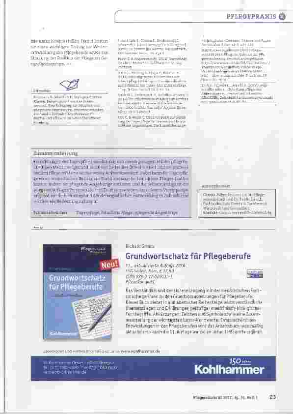 Vorschauseite 4: Eine Chance für Pflegebedürftige, Angehörige und die professionelle Pflege