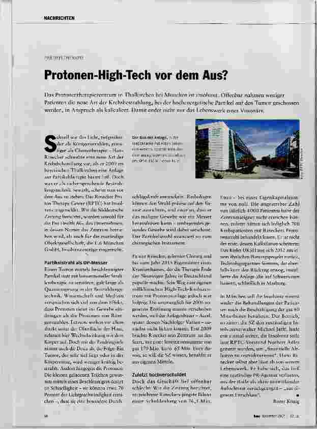 Vorschauseite 1: Protonen-High-Tech vor dem Aus?