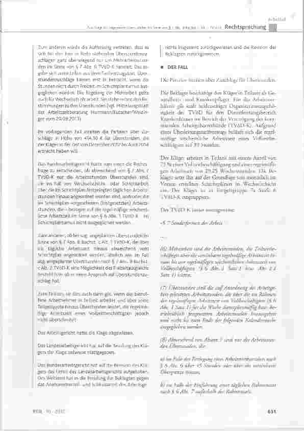 Vorschauseite 2: Zuschläge für ungeplante Überstunden im Sinne von § 7 Abs. 8 Buchst, c Alt. 1 TVöD-K
