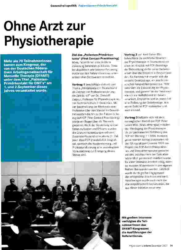 Vorschauseite 1: Ohne Arzt zur Physiotherapie